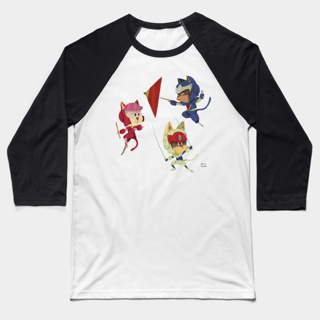 Samurai Pizza Cats Baseball T-Shirt by davidpavon